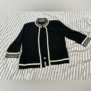 050 Ming Wang Black Cardigan with Gold and White Accents